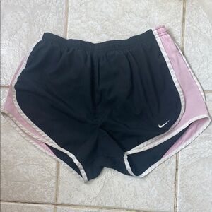Nike Black and Pink Athletic Shorts with Elastic Waistband